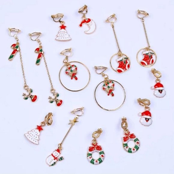 Clip On Holiday Christmas Lightweight Earrings - Picture 2 of 5